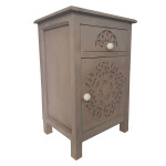 paris prix Table de Chevet 1 Tiroir & 1 Porte "Loco" 60cm Taupe