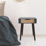 Paris Prix Table De Chevet 1 Tiroir "Bois" 48cm Bleu Canard