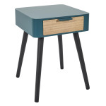 paris prix Table de Chevet 1 Tiroir "Bois" 48cm Bleu Canard