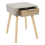 Paris Prix Table De Chevet 1 Tiroir "Bois" 48cm Taupe