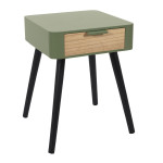 paris prix Table de Chevet 1 Tiroir "Bois" 48cm Vert Kaki