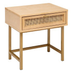 paris prix Table de Chevet 1 Tiroir Cannage "Rayo" 50cm Naturel