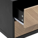 Paris Prix Table De Chevet 2 Tiroirs "Chevrons" 50cm Naturel & Noir