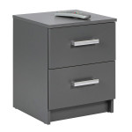 Paris Prix Table De Chevet 2 Tiroirs Design "Azio" 51cm Gris