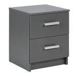 paris prix Table de Chevet 2 Tiroirs Design "Azio" 51cm Gris
