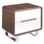 paris prix Table de Chevet 2 Tiroirs en Bois "Ruelta" 55cm Noyer