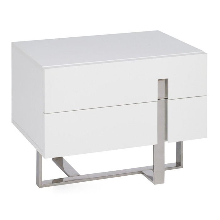 Paris Prix Table De Chevet 2 Tiroirs "Laura" 45cm Blanc Laqué