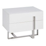paris prix Table de Chevet 2 Tiroirs "Laura" 45cm Blanc Laqué