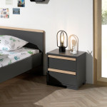 Paris Prix Table De Chevet 2 Tiroirs "London" 48cm Gris Anthracite