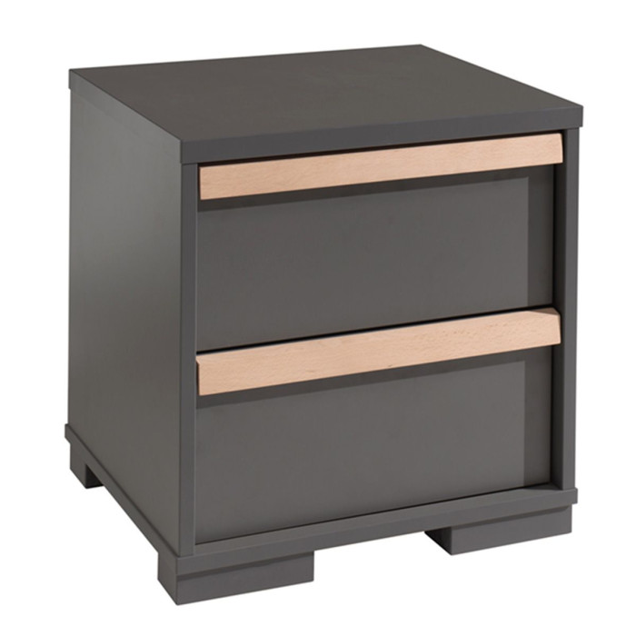 Paris Prix Table De Chevet 2 Tiroirs "London" 48cm Gris Anthracite