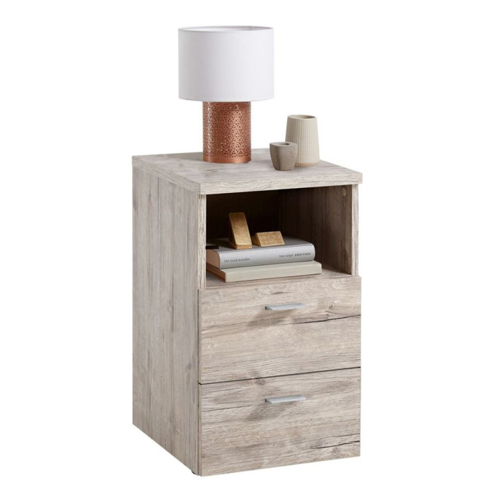 Paris Prix Table De Chevet 2 Tiroirs "Macom" 61cm Chêne Sable