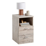 paris prix Table de Chevet 2 Tiroirs "Macom" 61cm Chêne Sable