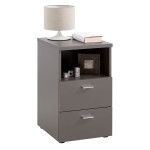 paris prix Table de Chevet 2 Tiroirs "Macom" 61cm Gris