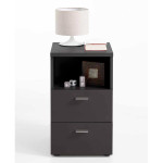 Paris Prix Table De Chevet 2 Tiroirs "Macom" 61cm Noir