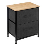 paris prix Table de Chevet 2 Tiroirs "Tissa" 51cm Gris Foncé