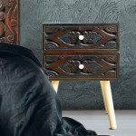 Paris Prix Table De Chevet 2 Tiroirs "Tomina" 42cm Marron