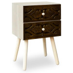 paris prix Table de Chevet 2 Tiroirs "Tomina" 42cm Marron