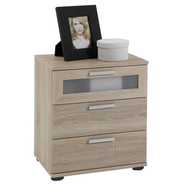 Paris Prix Table De Chevet 3 Tiroirs Design "Vyza" 53cm Chêne