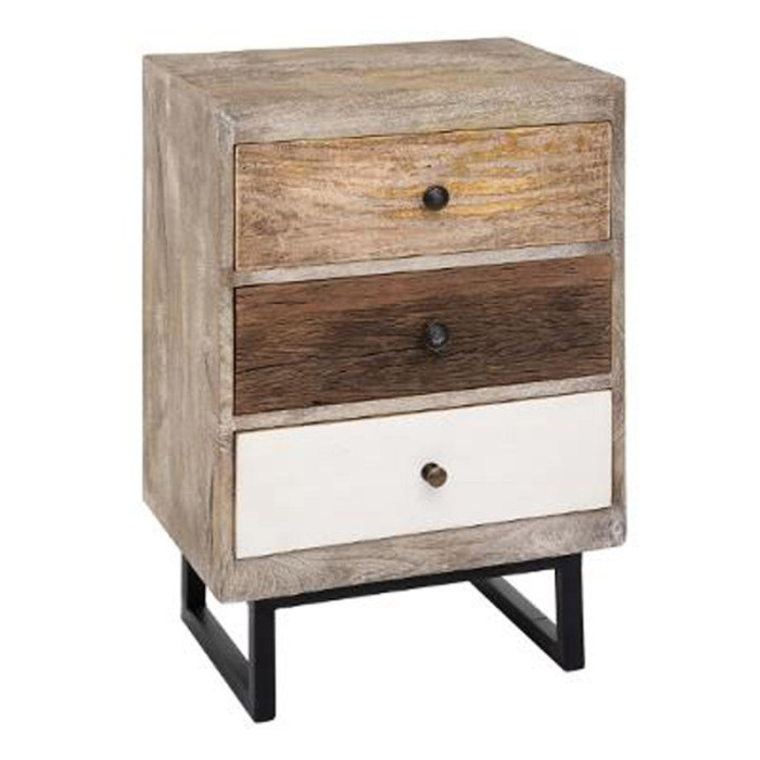 Paris Prix Table De Chevet 3 Tiroirs "Koval" 115cm Naturel