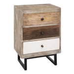 paris prix Table de Chevet 3 Tiroirs "Koval" 115cm Naturel