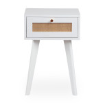 Paris Prix Table De Chevet Cannage En Rotin "Lesa" 60cm Blanc
