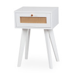 Paris Prix Table De Chevet Cannage En Rotin "Lesa" 60cm Blanc