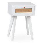 paris prix Table de Chevet Cannage en Rotin "Lesa" 60cm Blanc
