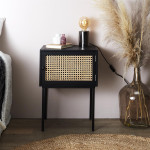 Paris Prix Table De Chevet En Bois 1 Porte "Bessie" 55cm Noir