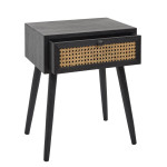 Paris Prix Table De Chevet En Bois 1 Tiroir "Bessie" 50cm Noir