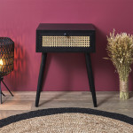 Paris Prix Table De Chevet En Bois 1 Tiroir "Bessie" 50cm Noir