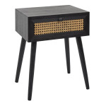 paris prix Table de Chevet en Bois 1 Tiroir "Bessie" 50cm Noir