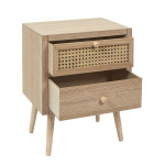 Paris Prix Table De Chevet En Bois 2 Tiroirs "Bessie" 50cm Naturel
