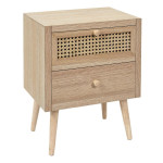 paris prix Table de Chevet en Bois 2 Tiroirs "Bessie" 50cm Naturel