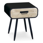 paris prix Table de Chevet en Bois "Bryce" 52cm Noir & Naturel