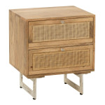 paris prix Table de Chevet en Bois "Weaving" 55cm Naturel