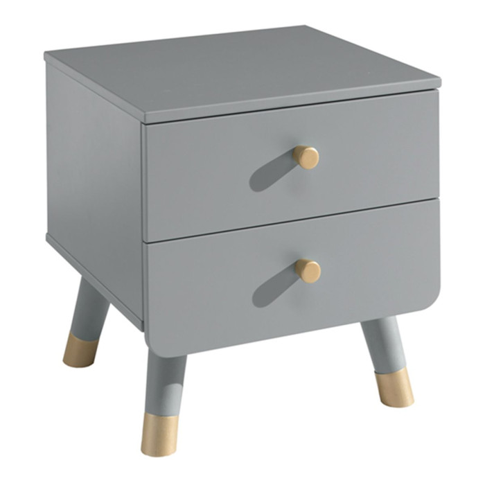 Paris Prix Table De Chevet Enfant 2 Tiroirs "Billy" 43cm Gris