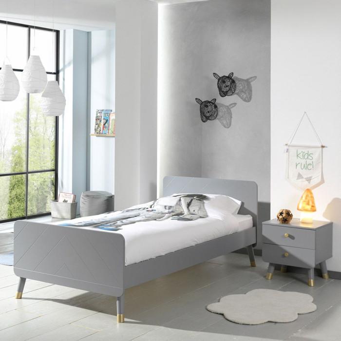 Paris Prix Table De Chevet Enfant 2 Tiroirs "Billy" 43cm Gris