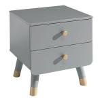 paris prix Table de Chevet Enfant 2 Tiroirs "Billy" 43cm Gris