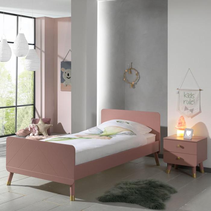 Paris Prix Table De Chevet Enfant 2 Tiroirs "Billy" 43cm Rose
