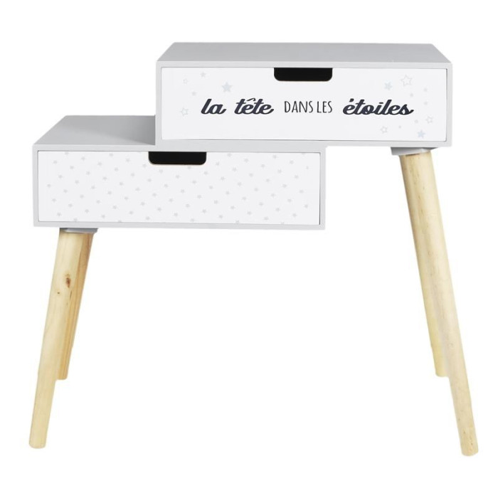 Paris Prix Table De Chevet Enfant "Étoiles" 54cm Gris