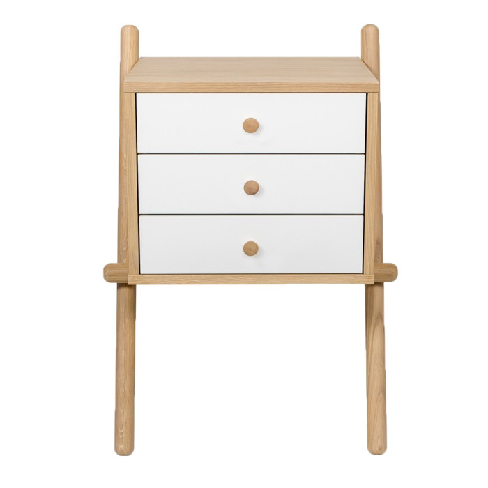 Paris Prix Table De Chevet Murale 3 Tiroirs "Wiru" 70cm Chêne & Blanc