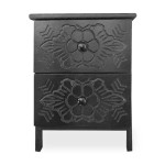 paris prix Table de Chevet Sculptée "Morocco" 45cm Noir