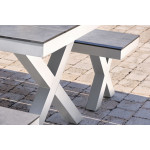Paris Prix Table De Jardin & 2 Bancs "Annecy" 175cm Blanc