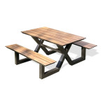 Paris Prix Table De Jardin & 2 Bancs "Vancouver" 150cm Gris Anthracite
