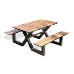 paris prix Table de Jardin & 2 Bancs "Vancouver" 150cm Gris Anthracite