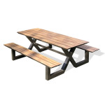 Paris Prix Table De Jardin & 2 Bancs "Vancouver" 210cm Gris Anthracite