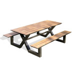 paris prix Table de Jardin & 2 Bancs "Vancouver" 210cm Gris Anthracite