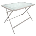 paris prix Table de Jardin en Verre "Formentera" 110cm Beige