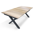 paris prix Table de Jardin Extensible Imitation Bois "Floride" 180-240cm Gris Anthracite