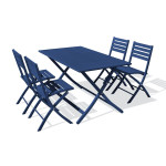 Paris Prix Table De Jardin Pliante & 4 Chaises "Marius" 140cm Bleu Marine